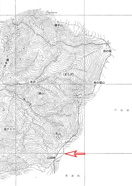 山田峠付近の地図